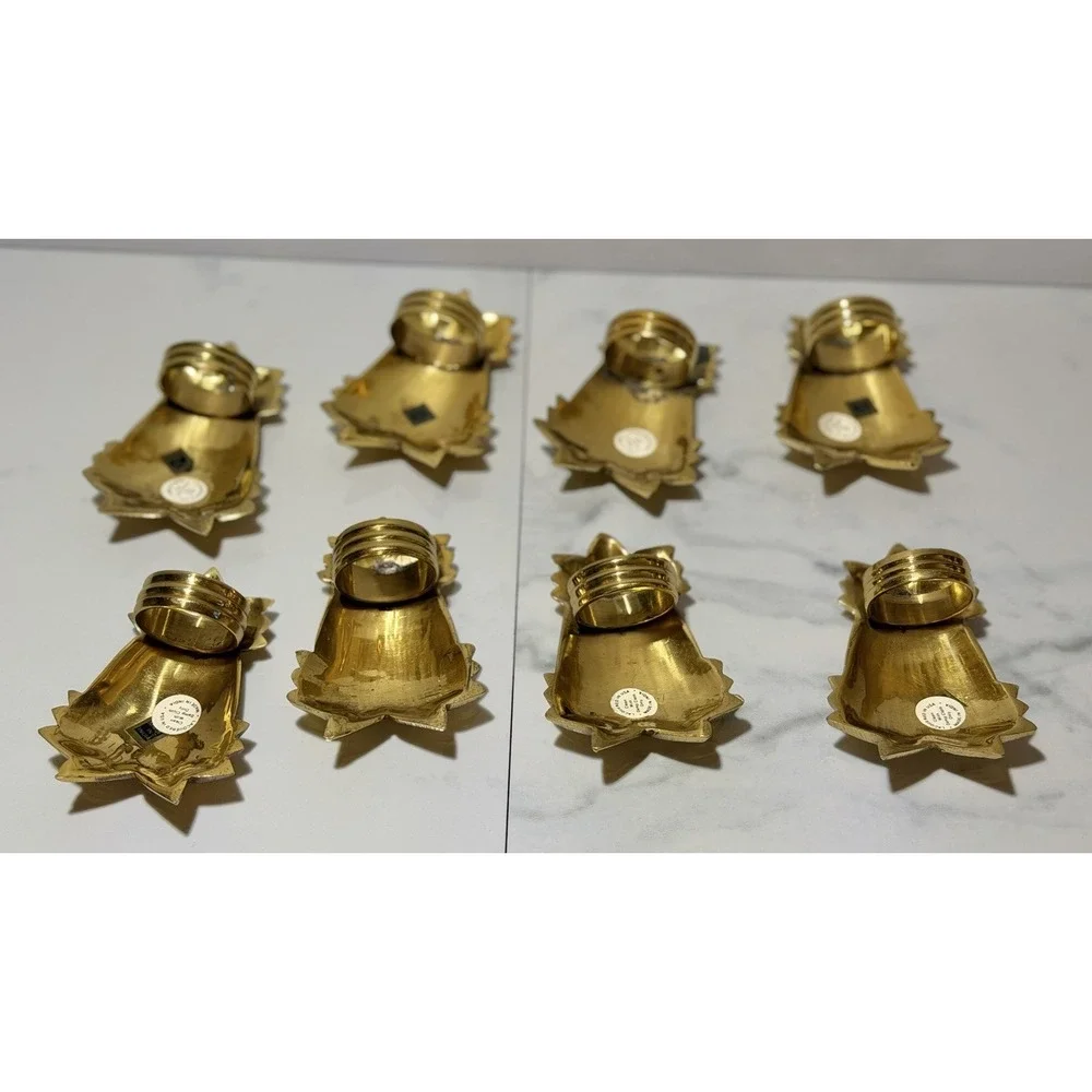 Set 8 Vintage Pence 1980's Brass Pineapple Napkin Rings